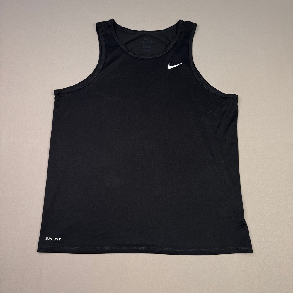 Nike Dri-FIT Mens Tank Top Black Sleeveless Training Shirt XL